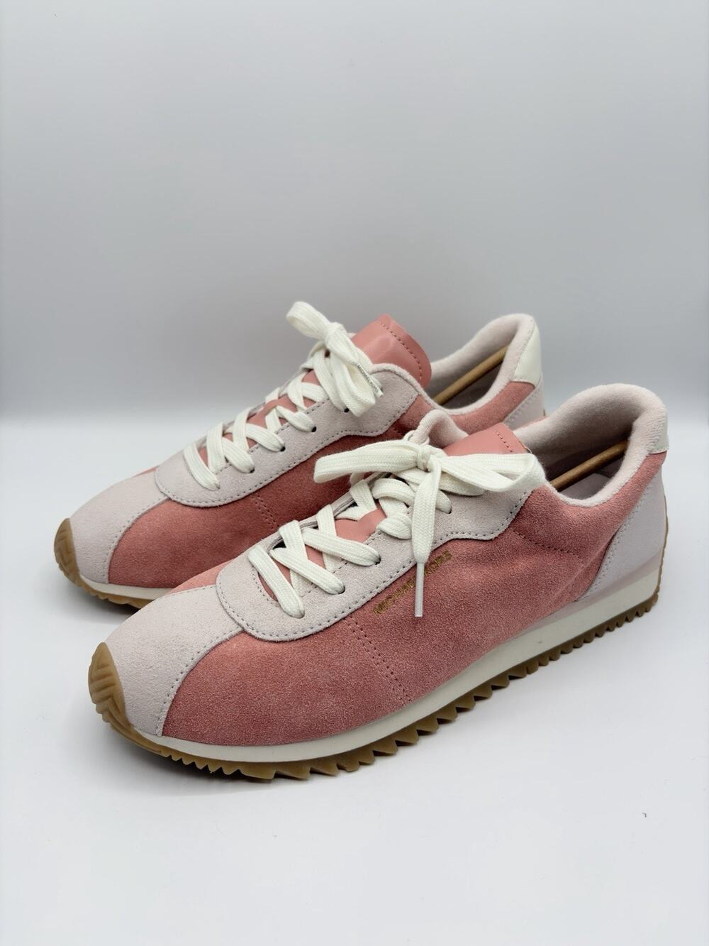 Michael Kors Rhodes Trainer Color-Block Suede Leather Low Top Sneakers Pink Sz 9